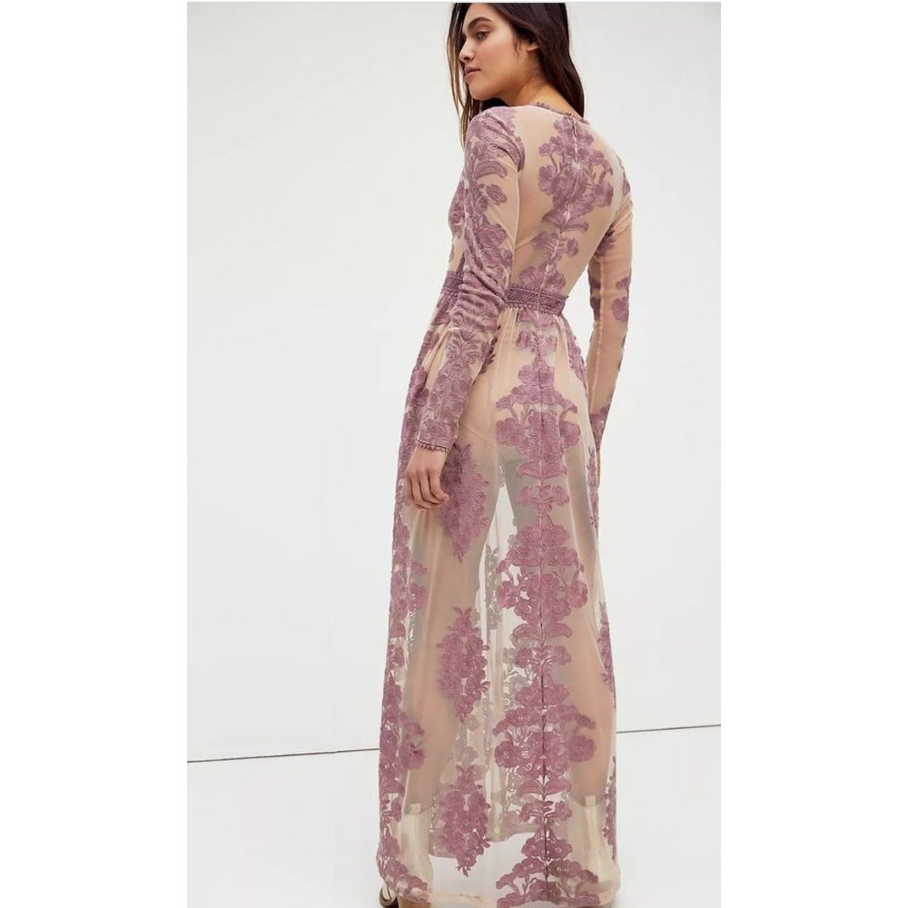 Free People For Love & Lemons Temecula Maxi Sheer Embroidered Dress Size XS - Picture 2 of 4